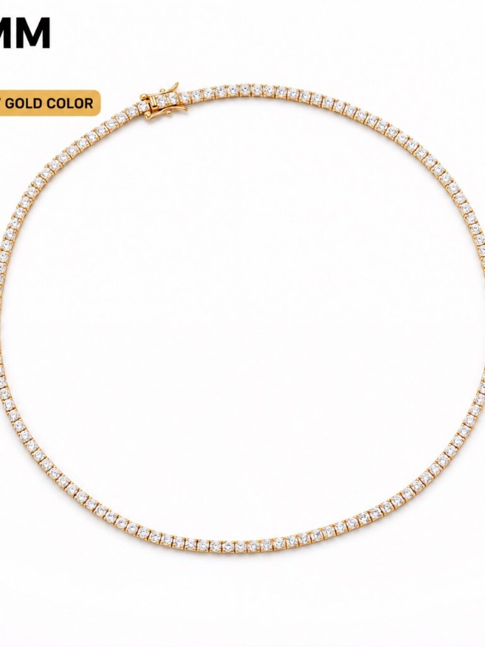 LEKANI 4mm Moissanite Tennis Necklace S925 Gold 22 in